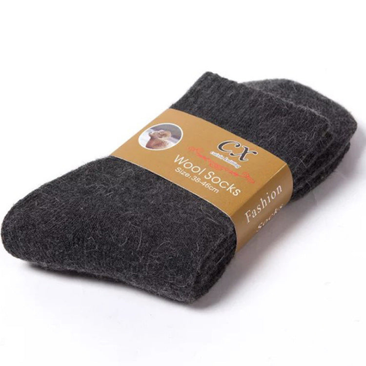 Thickened Autumn and Winter Solid Color Men's Wool Terry Warm Mid-Calf Socks, Casual Cotton Fleece Men's Socks, Thickened and Warm