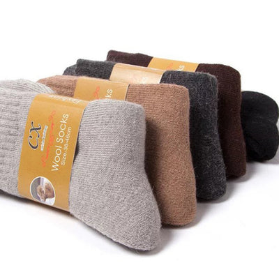 Thickened Autumn and Winter Solid Color Men's Wool Terry Warm Mid-Calf Socks, Casual Cotton Fleece Men's Socks, Thickened and Warm