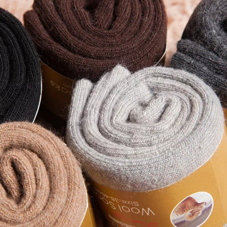 Thickened Autumn and Winter Solid Color Men's Wool Terry Warm Mid-Calf Socks, Casual Cotton Fleece Men's Socks, Thickened and Warm