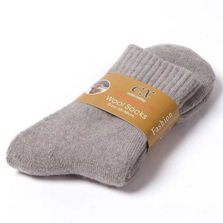 Thickened Autumn and Winter Solid Color Men's Wool Terry Warm Mid-Calf Socks, Casual Cotton Fleece Men's Socks, Thickened and Warm
