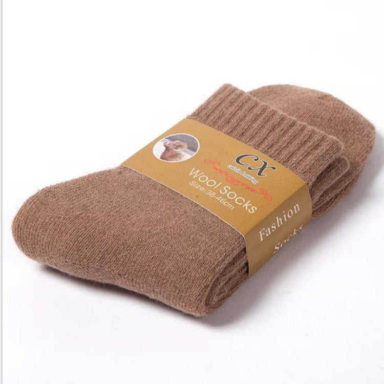 Thickened Autumn and Winter Solid Color Men's Wool Terry Warm Mid-Calf Socks, Casual Cotton Fleece Men's Socks, Thickened and Warm