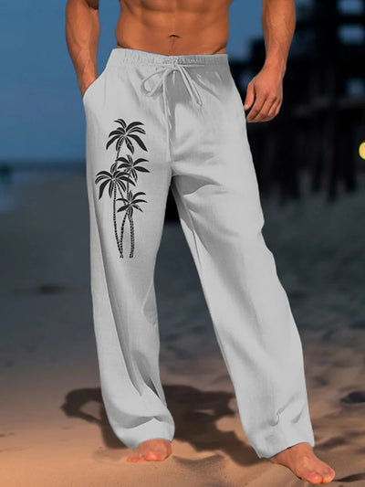 New Coconut Tree Graphic Prints Streetwear Hawaiian Designer Men's Trousers Summer Pants Beach Pants Drawstring Casual Trousers