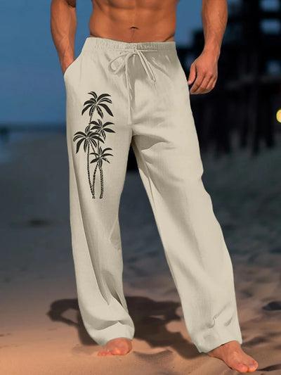 New Coconut Tree Graphic Prints Streetwear Hawaiian Designer Men's Trousers Summer Pants Beach Pants Drawstring Casual Trousers