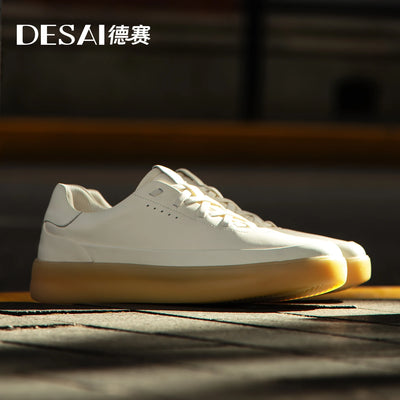 Desai shoes men's leather shoes men's 2025 new men's shoes casual shoes with light soft sole small white shoes men