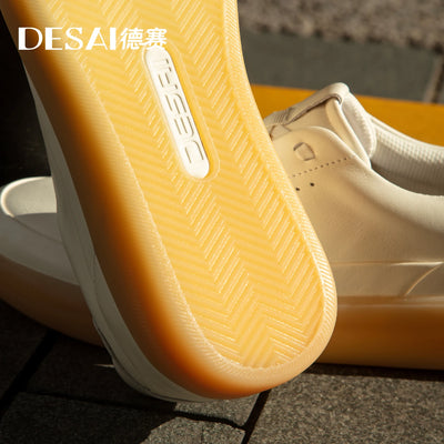 Desai shoes men's leather shoes men's 2025 new men's shoes casual shoes with light soft sole small white shoes men