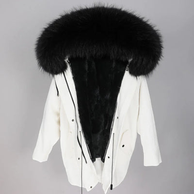 MAOMAOKONG 2022 Winter Parkas With Natural Real Raccoon Fur Collar Women Fur Coat CorduroyWarm Long Jacket Female Clothing