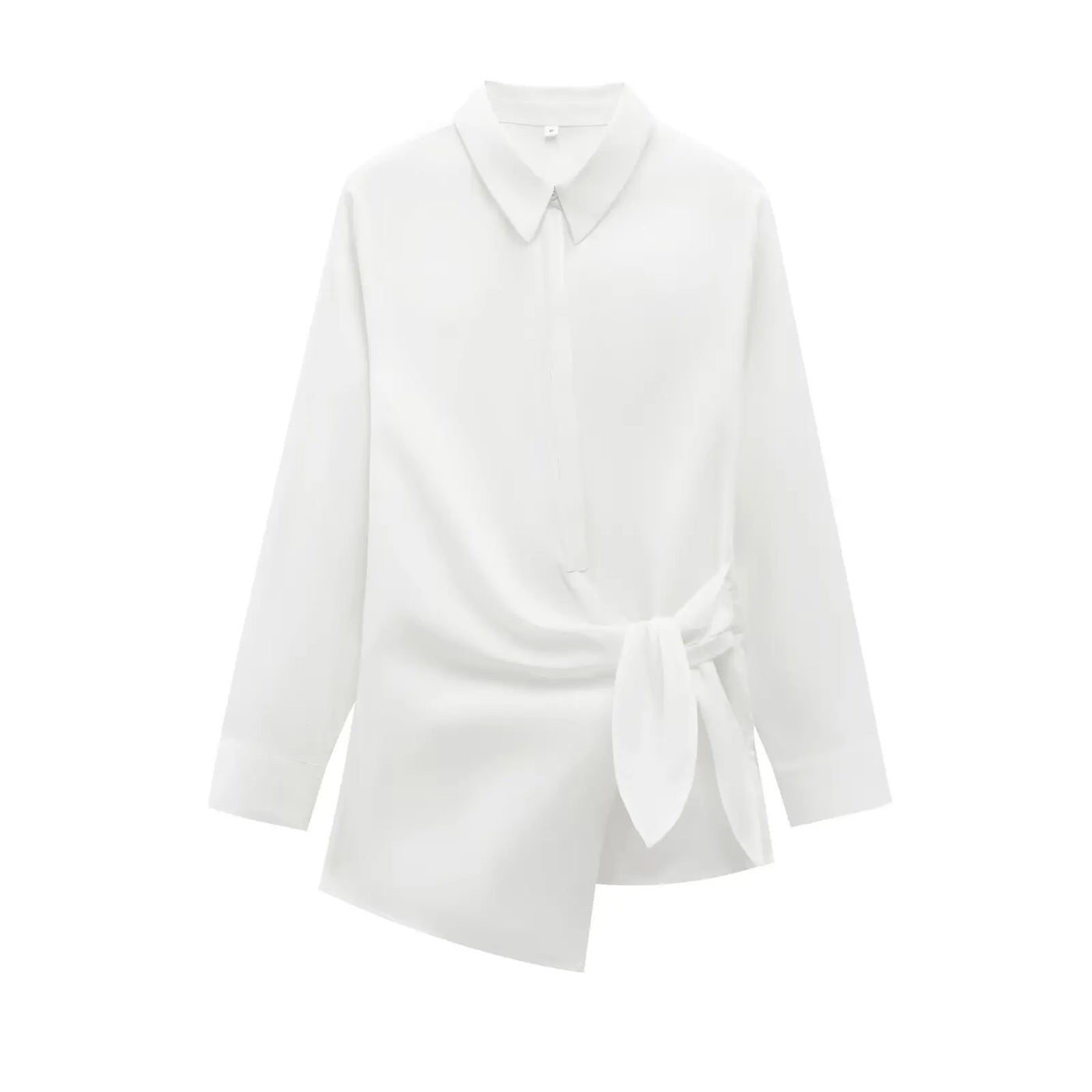 KAR&OT ZA 2025 Women's Spring New Poplin Shirt Single-Breasted Knot Lace-up Button Irregular Slim Fit Top 9479306 Summer