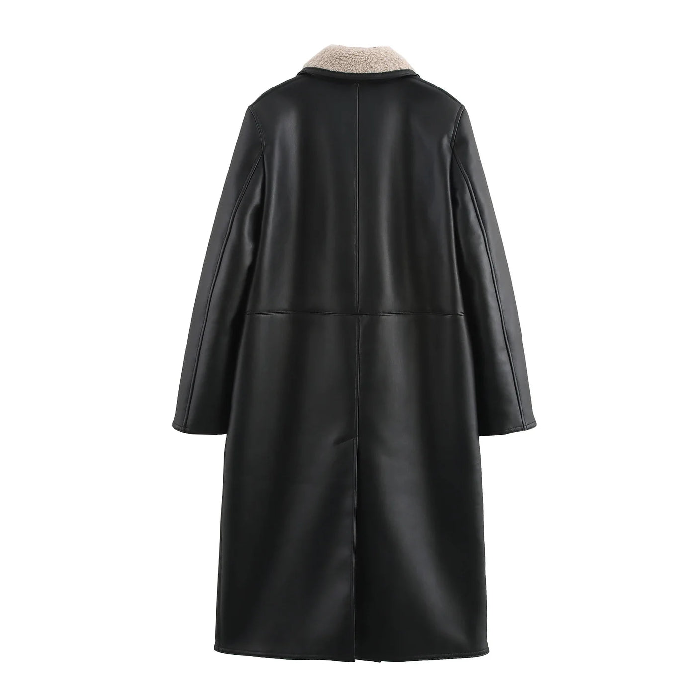 KP&ZA Luxurious Women's Full-Length Leather Coat with Breathable Elegant Winter Casual Wear Ultimate Warmth