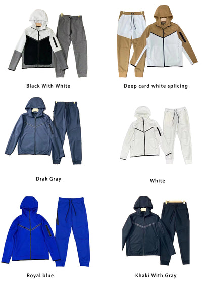 Men's New Spring and Autumn Sports Leisure Clothing Set Hooded Zipper Jacket With Small Leg Pants Loose Fit for Adults