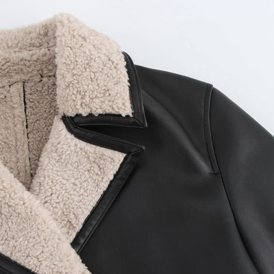 KP&ZA Luxurious Women's Full-Length Leather Coat with Breathable Elegant Winter Casual Wear Ultimate Warmth