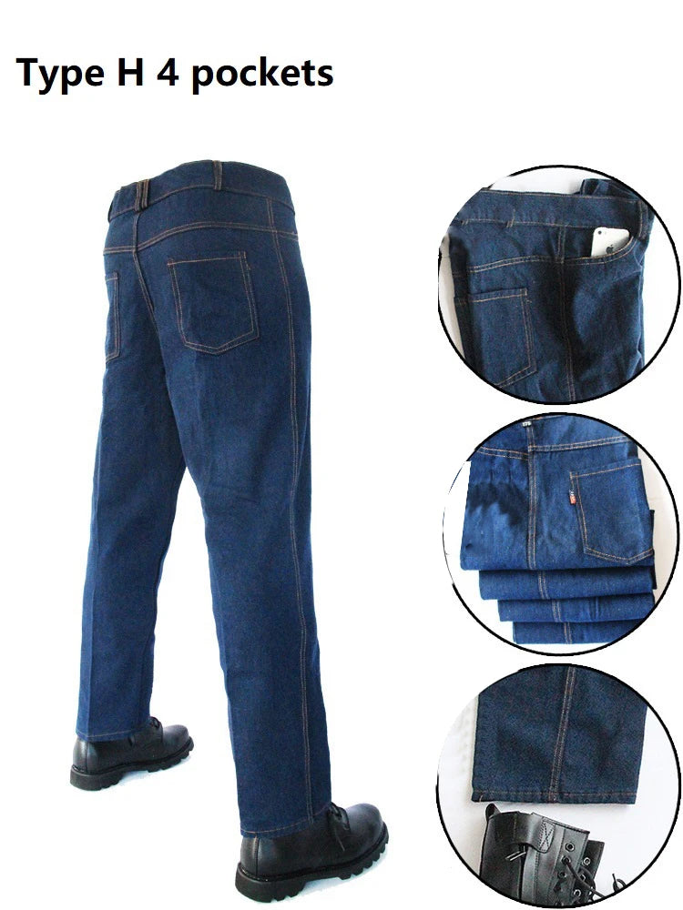 Work Clothing Jeans Trousers Cargo Thick Pants Flame Retardant Anti-scalding Welding Suit Repair Multi Pocket Durable Trousers
