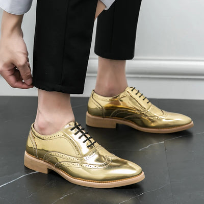 2025 Dropshipping Fashion Brogues Male Formal Shoes Durable Lace-up Pointed High Quality Spring Dress Shoes