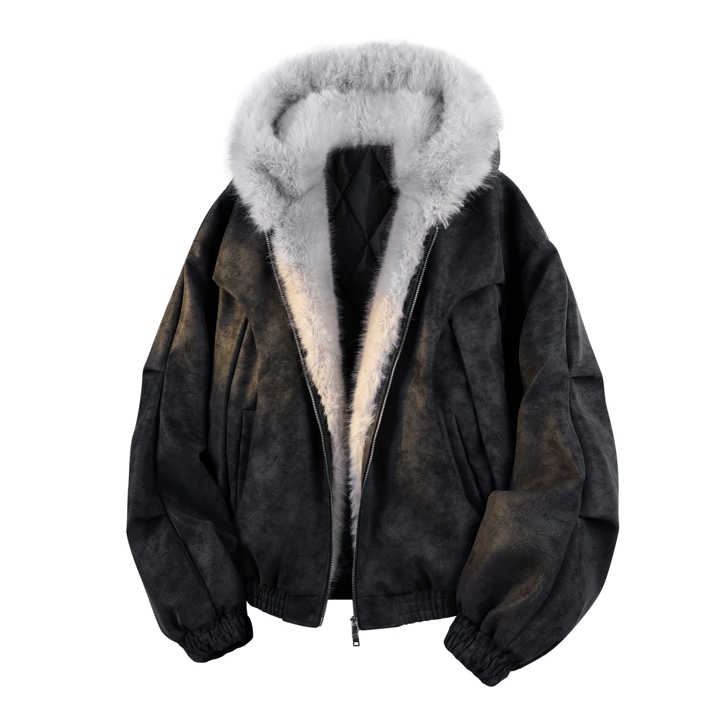 2025 Winter Fashion Eco-Friendly Faux Fur Coat for  Loose Dyed Reversible Suede Padded Wholesale Flight Jacket Style
