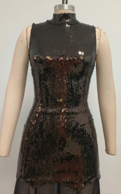 SB3416 Kimshein High Quality Women Fashion High Neck Sequin Dresses Sexy Mesh Evening Birthday Dresses