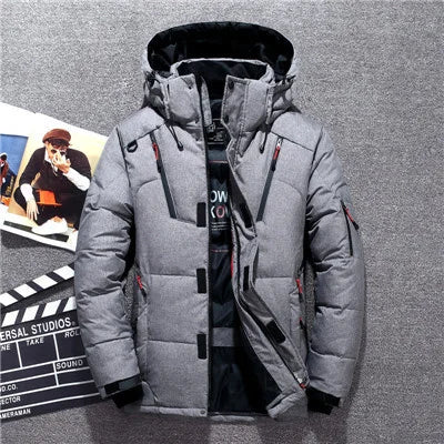 20 Degree Winter Clothing Men, White Duck goose Feather coat Thick Mens Warm Snow Jacket Coat, Windbreaker Men