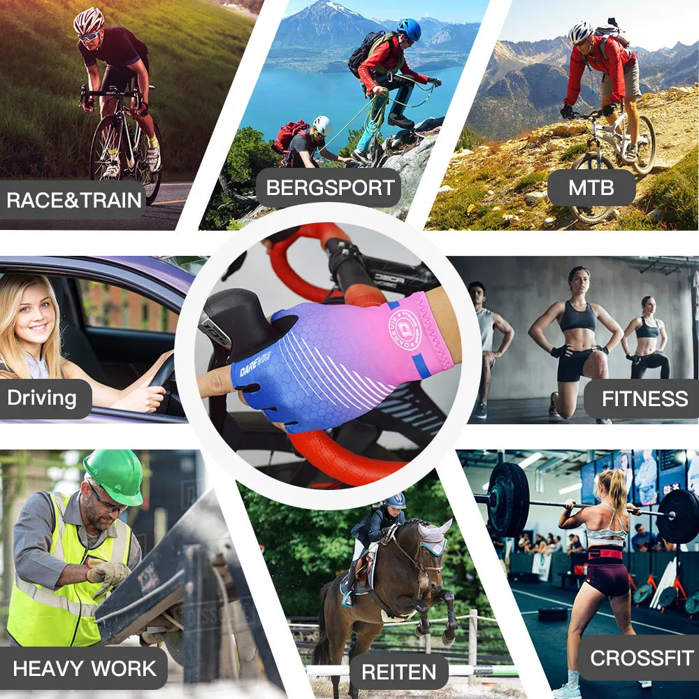 DAREVIE Men's Cycling Gloves Half Finger Shockproof Gym Gloves Breathable Cycling Glove Road Biking Glove Quick Wear MTB Gloves