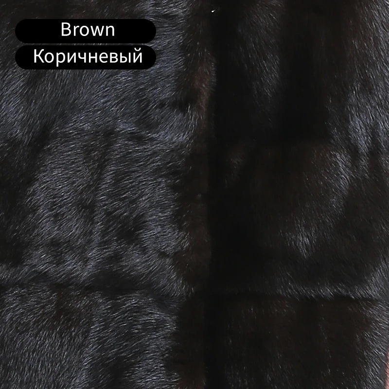 Mink Fur Vest Winter Women Long Real Fur Vest Femme Warm Natural Mink Vest Plus Size 2024 New Arrival Clothes Mandarin Collar