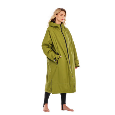 Waterproof Surf Changing Robe Outdoor Coat Lamb Wool Jacket Hooded Cloak Beach Surfing Pool Lining Anorak Raincoat Unisex