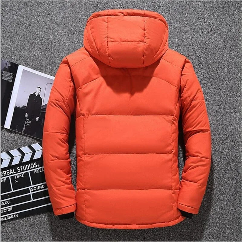 20 Degree Winter Clothing Men, White Duck goose Feather coat Thick Mens Warm Snow Jacket Coat, Windbreaker Men
