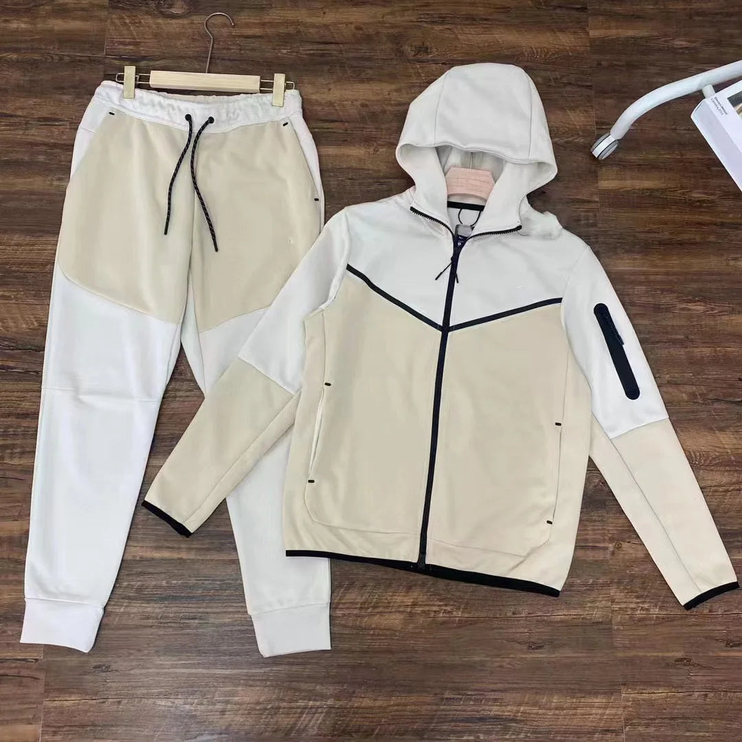 Men's New Spring and Autumn Sports Leisure Clothing Set Hooded Zipper Jacket With Small Leg Pants Loose Fit for Adults
