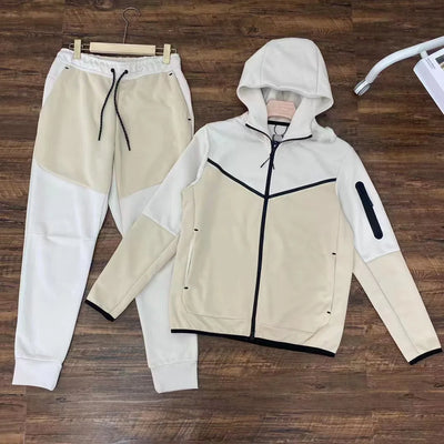 Men's New Spring and Autumn Sports Leisure Clothing Set Hooded Zipper Jacket With Small Leg Pants Loose Fit for Adults