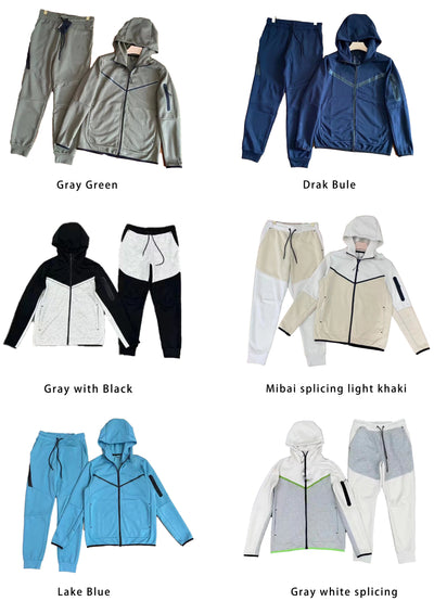 Men's New Spring and Autumn Sports Leisure Clothing Set Hooded Zipper Jacket With Small Leg Pants Loose Fit for Adults