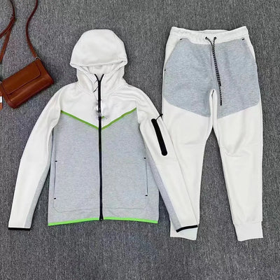 Men's New Spring and Autumn Sports Leisure Clothing Set Hooded Zipper Jacket With Small Leg Pants Loose Fit for Adults