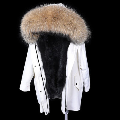 MAOMAOKONG 2022 Winter Parkas With Natural Real Raccoon Fur Collar Women Fur Coat CorduroyWarm Long Jacket Female Clothing