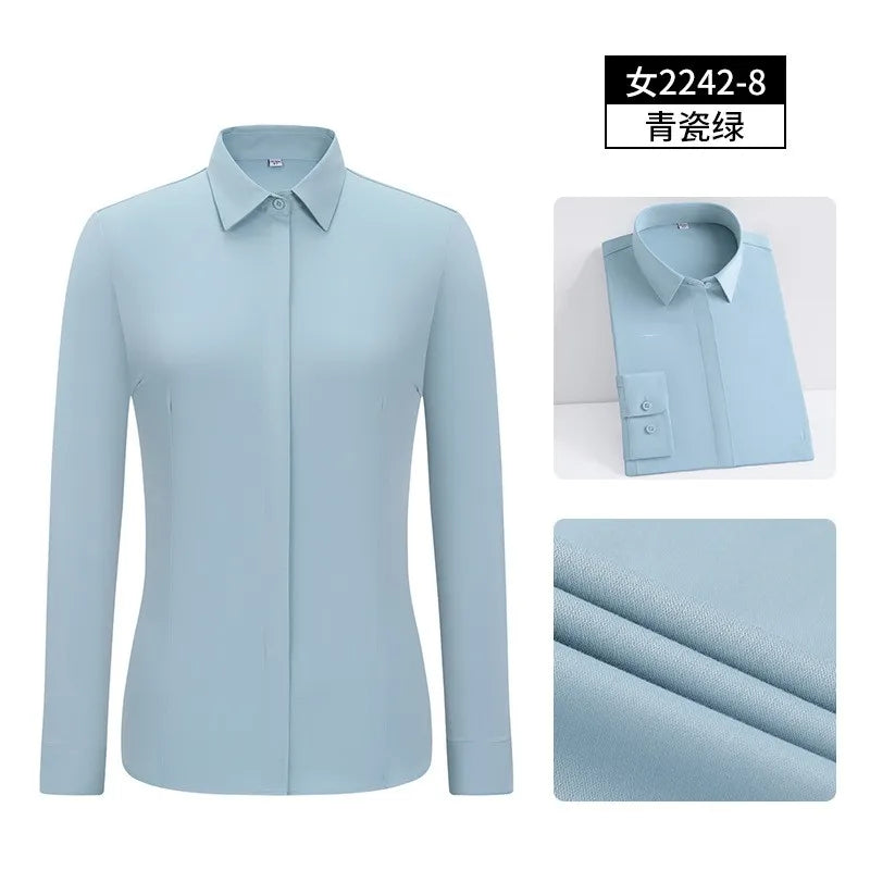 pink2 2526 Men's elastic and comfortable shirt Korean version business professional dress interview white shirt K78D8-01-25