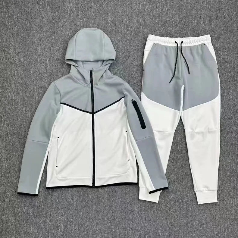 Men's New Spring and Autumn Sports Leisure Clothing Set Hooded Zipper Jacket With Small Leg Pants Loose Fit for Adults