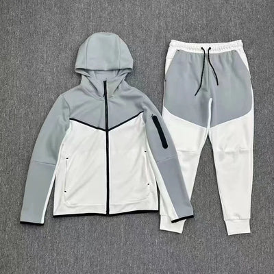 Men's New Spring and Autumn Sports Leisure Clothing Set Hooded Zipper Jacket With Small Leg Pants Loose Fit for Adults