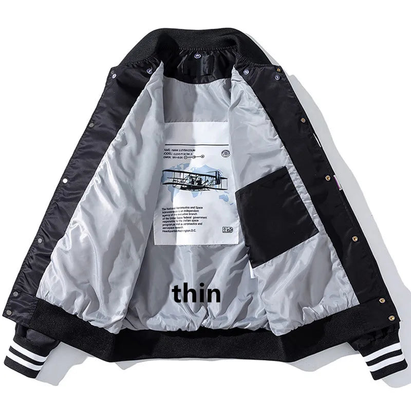 Winter Vintage Jacket Men Women Hip Hop Baseball Jacket Embroidery Letter Streetwear Hooded Coat Fashion Loose Couples Clothes