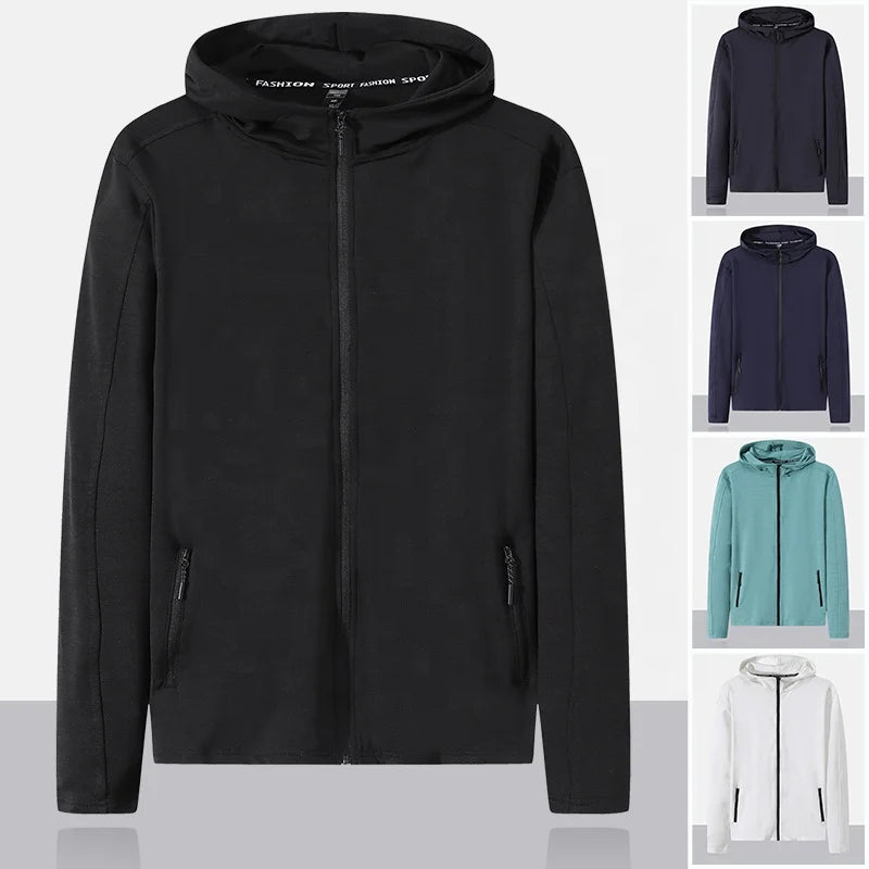 Men Active Wear Jackets Zip up Jackets Sweatsuit Hooded Coat Outwear Sports Jackets Running Jogging Workout