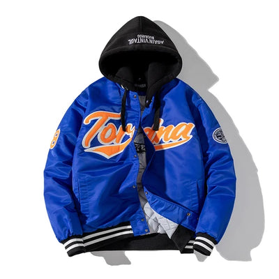 Winter Vintage Jacket Men Women Hip Hop Baseball Jacket Embroidery Letter Streetwear Hooded Coat Fashion Loose Couples Clothes