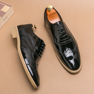 2025 Dropshipping Fashion Brogues Male Formal Shoes Durable Lace-up Pointed High Quality Spring Dress Shoes