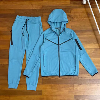 Men's New Spring and Autumn Sports Leisure Clothing Set Hooded Zipper Jacket With Small Leg Pants Loose Fit for Adults