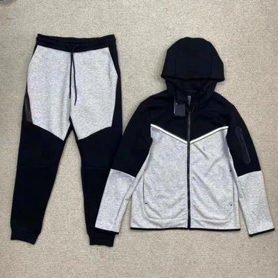Men's New Spring and Autumn Sports Leisure Clothing Set Hooded Zipper Jacket With Small Leg Pants Loose Fit for Adults
