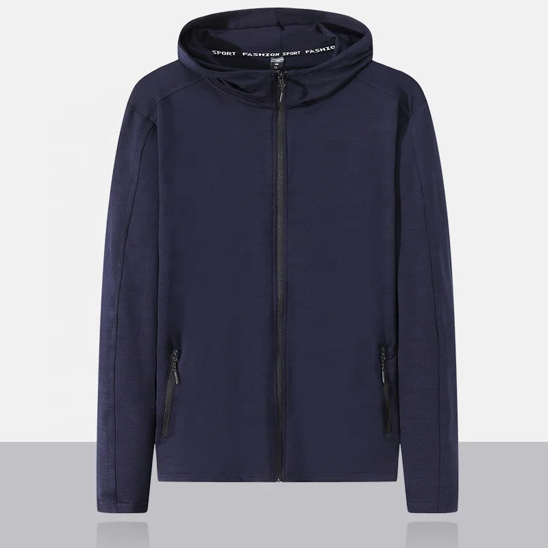 Men Active Wear Jackets Zip up Jackets Sweatsuit Hooded Coat Outwear Sports Jackets Running Jogging Workout