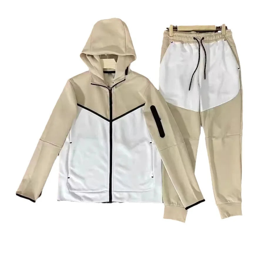 Men's New Spring and Autumn Sports Leisure Clothing Set Hooded Zipper Jacket With Small Leg Pants Loose Fit for Adults