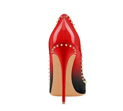 China Factory Handmade Tailingjia Rivets Fashion Design High Heel Large Size Office Shoes Pumps