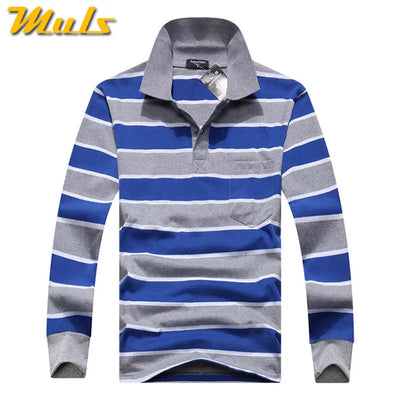Cotton Polos Men Long Sleeve Mens Polo Shirt Spring Autumn Striped Male Polo Dress Classic Business 2018 Father Gift Drop Ship