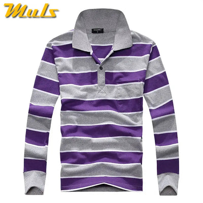 Cotton Polos Men Long Sleeve Mens Polo Shirt Spring Autumn Striped Male Polo Dress Classic Business 2018 Father Gift Drop Ship