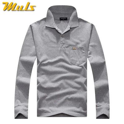 Cotton Polos Men Long Sleeve Mens Polo Shirt Spring Autumn Striped Male Polo Dress Classic Business 2018 Father Gift Drop Ship