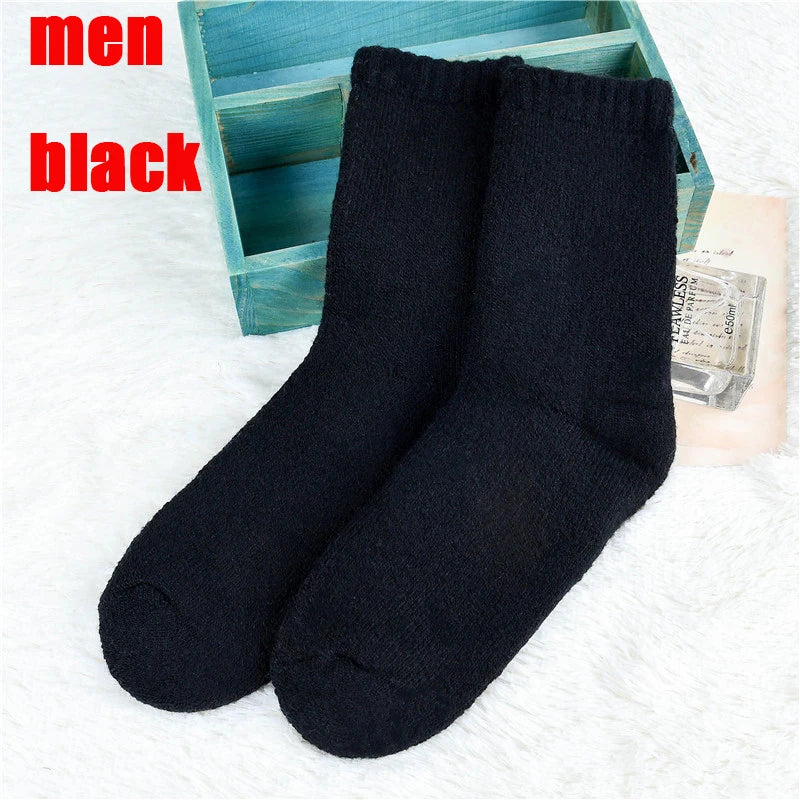 3 pairs 2025 winter new Thick wool socks women's winter tube terry socks solid color ladies super thick warm snow socks