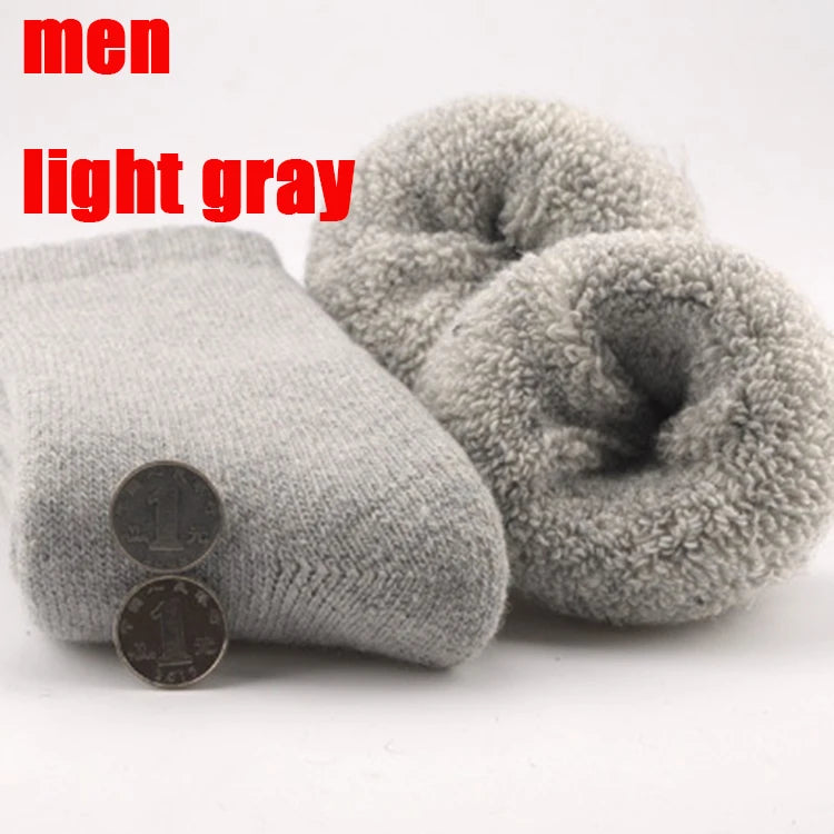 3 pairs 2025 winter new Thick wool socks women's winter tube terry socks solid color ladies super thick warm snow socks