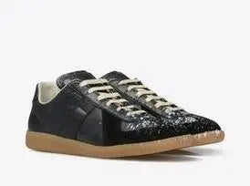 High Quality Men Fashion Black White leather paint splatter Low Top Casual Shoes Unisex Luxury Brand Spring Autumn Flat Shoes