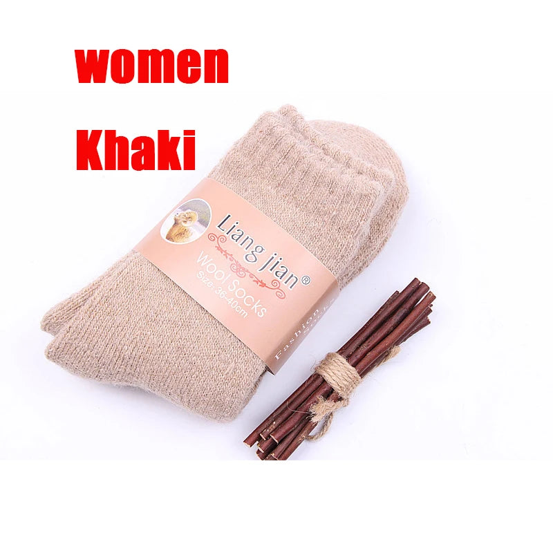 3 pairs 2025 winter new Thick wool socks women's winter tube terry socks solid color ladies super thick warm snow socks