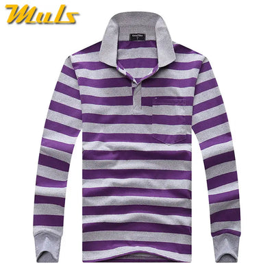 Cotton Polos Men Long Sleeve Mens Polo Shirt Spring Autumn Striped Male Polo Dress Classic Business 2018 Father Gift Drop Ship