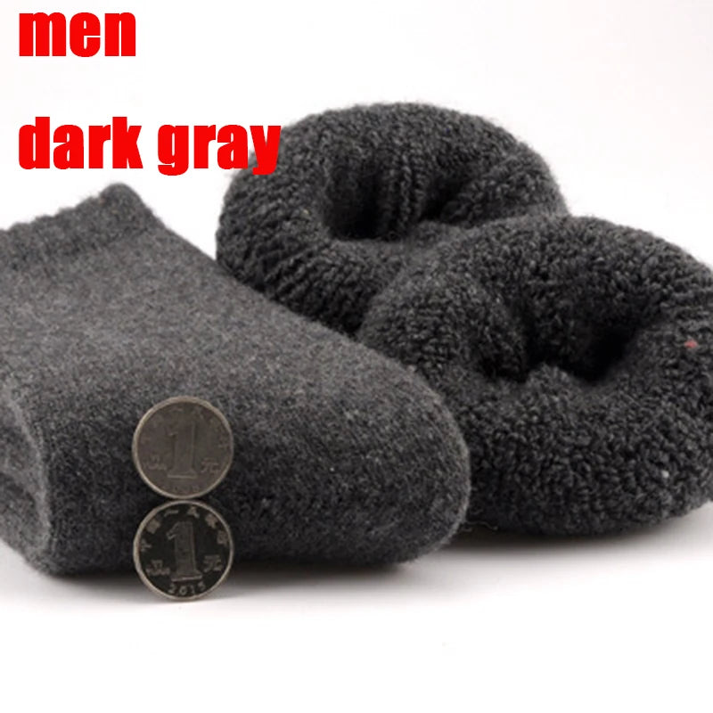 3 pairs 2025 winter new Thick wool socks women's winter tube terry socks solid color ladies super thick warm snow socks