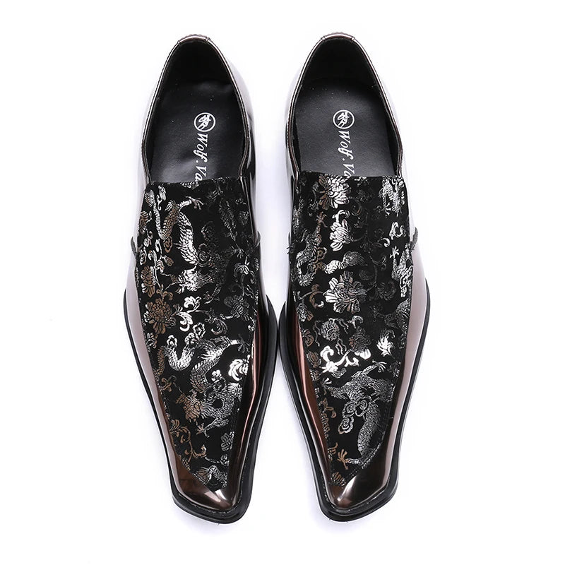 NA133 Genuine Leather Men Formal Shoes Party Pointed Toe Dress Weddings High Heel Formal Males Prom Parties Men Dress Shoes